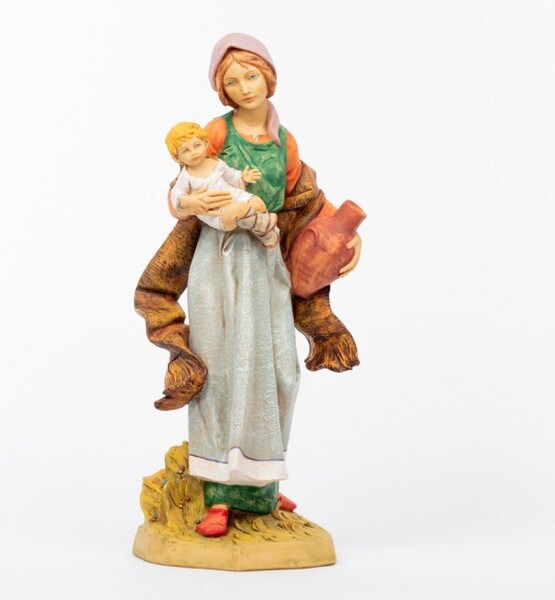 Rebecca Shepherdess with Child and Vase Nativity Sculpture Tall Statue